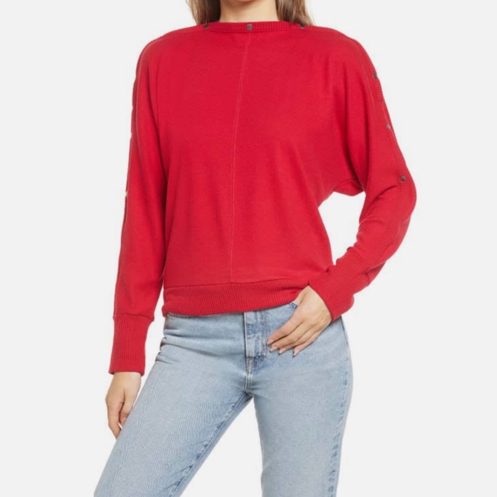 Vince Camuto Snap Trim Dolman Sleeve Sweater